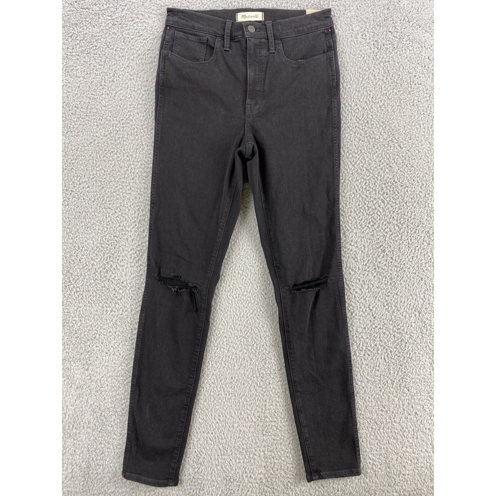 Madewell Roadtripper Skinny‎ Jeans Womens 28T Black New Distressed High Rise NWT